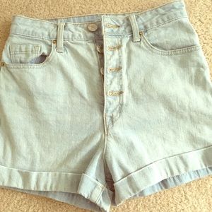 BDG Light Wash Super High Waisted Shorts